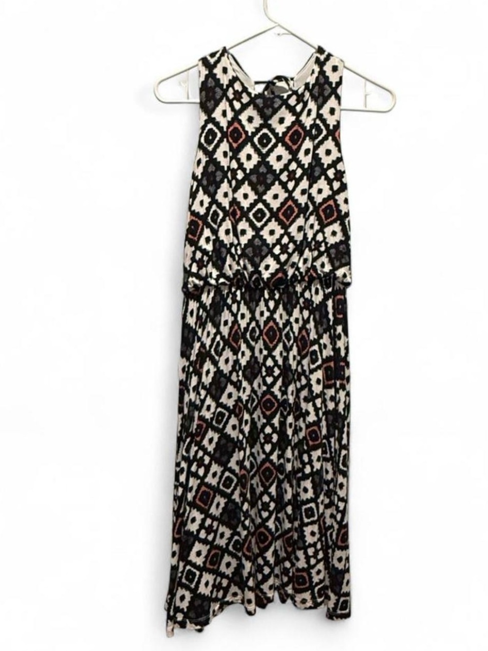LOFT Geometric Print Maxi Dress in Black, Cream and Rust
